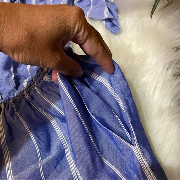 American Eagle: Striped Off The Shoulder Flowy Ruffle Slip Mini Dress Small - Picture 4 of 11